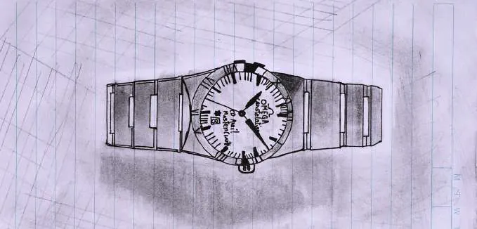 A wristwatch drawn on squared paper