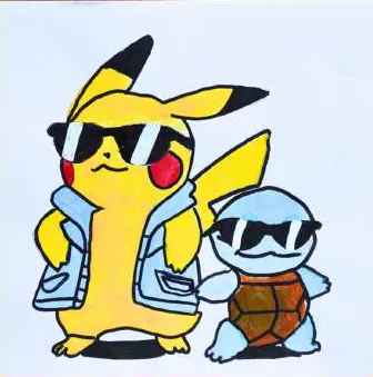 Pikachu and Squirtle in sunglasses