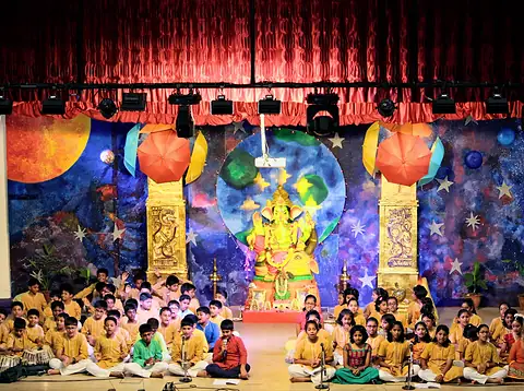 The festival stage, set