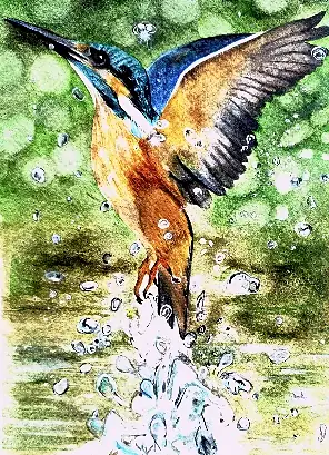 A kingfisher rising out of splashing water, wings spread
The Crossroads, Issue 01 · August 2022