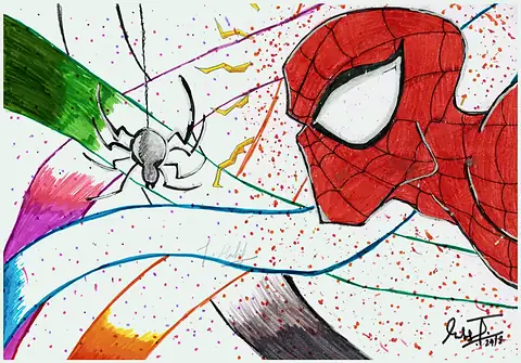 Spider-Man's masked face beside a spider, with streaks of colour behind
The Crossroads, Issue 03 · Anand Utsav issue