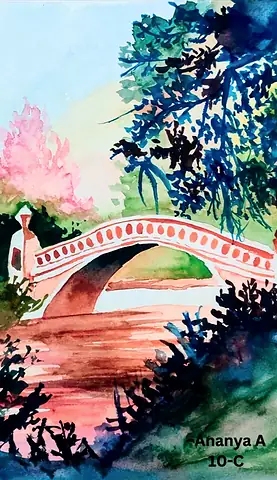 An arched bridge over a pink stream, framed by blue and green foliage
The Crossroads, Issue 05 · January–February 2023