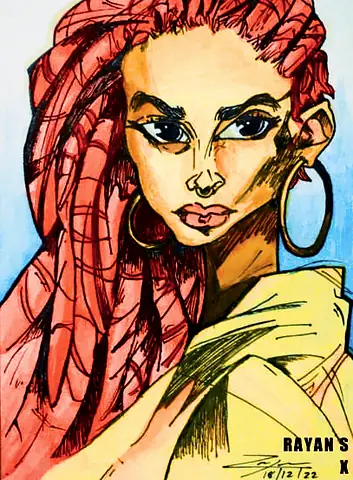 A woman with long red braids and gold earrings, in strong colour
The Crossroads, Issue 08 · May 2023