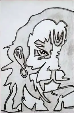 A face with a single earring, drawn in bold grey outlines
The Crossroads, Issue 10 · August 2023