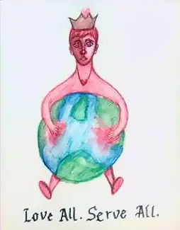 A crowned figure hugging the globe, above the words "Love All. Serve All."
The Crossroads, Issue 10 · August 2023