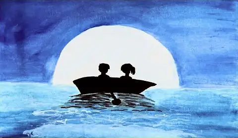 Two figures in a boat silhouetted against a full moon over blue water
The Crossroads, Issue 19 · September–October 2024