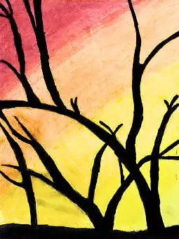Black branches against an orange and yellow sky
The Crossroads, Issue 19 · September–October 2024
