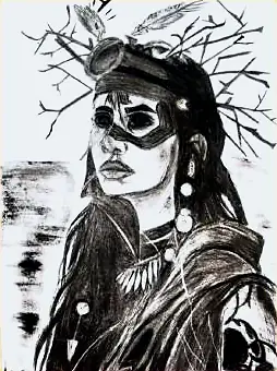 A woman in goggles and a headdress of branches, in black and white
The Crossroads, Issue 19 · September–October 2024
