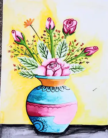 Pink roses in a striped pink and blue vase on a yellow ground
The Crossroads, Issue 21 · January 2025