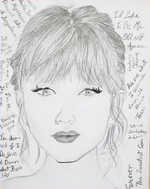 A young woman with a fringe, surrounded by handwritten song lyrics
The Crossroads, Issue 23 · April 2025