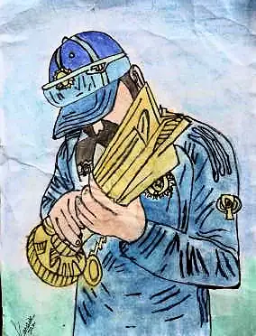 A cricketer in a blue cap and visor holding a golden trophy
The Crossroads, Issue 25 · July 2025