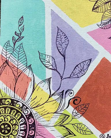 Leaves and a patterned flower over blocks of pastel colour
The Crossroads, Issue 28 · Pongal issue