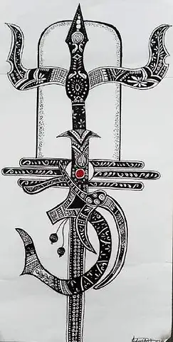 A trident with the Om symbol, in black pattern
The Crossroads, Issue 31 · May 2026