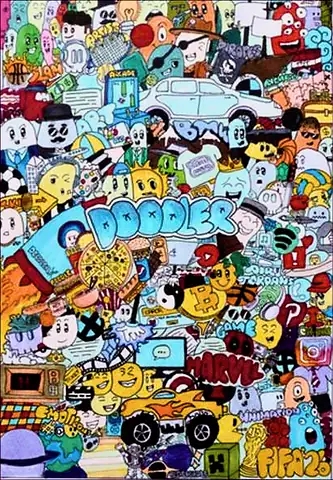 A crowded page of colourful doodle characters, cars and logos around the word Doodler
The Crossroads, Issue 33 · October 2026