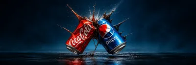 Coca-Cola and Pepsi cans colliding