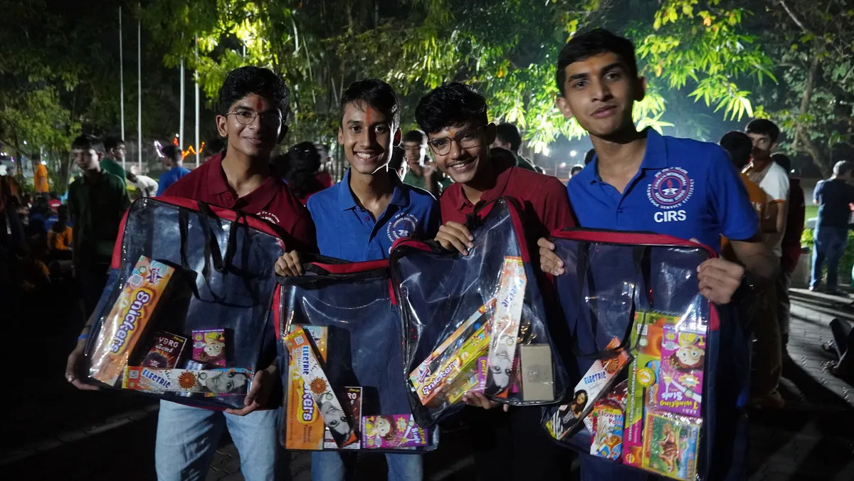 Students on campus during the Diwali celebrations