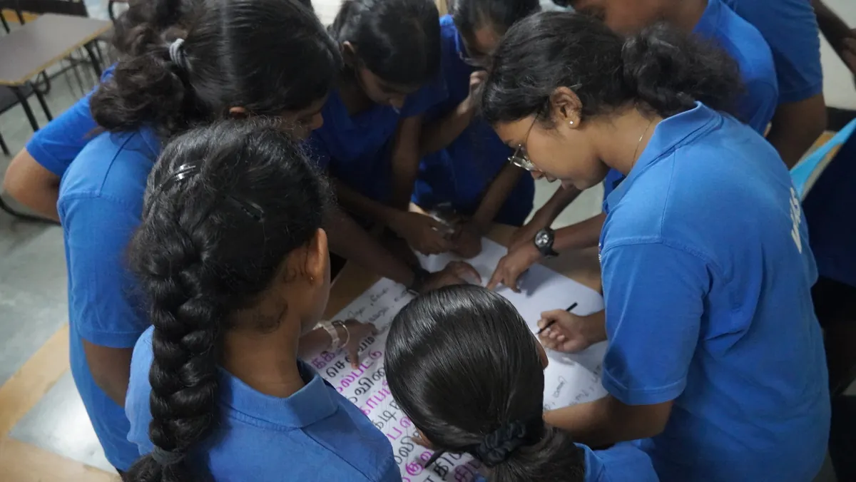 Students writing during a Language Week activity