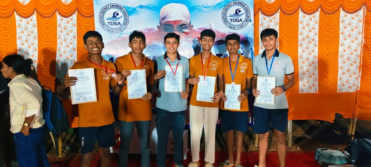 CIRS students at Tiruppur District State-Level Swimming Competition, 11 July 2026