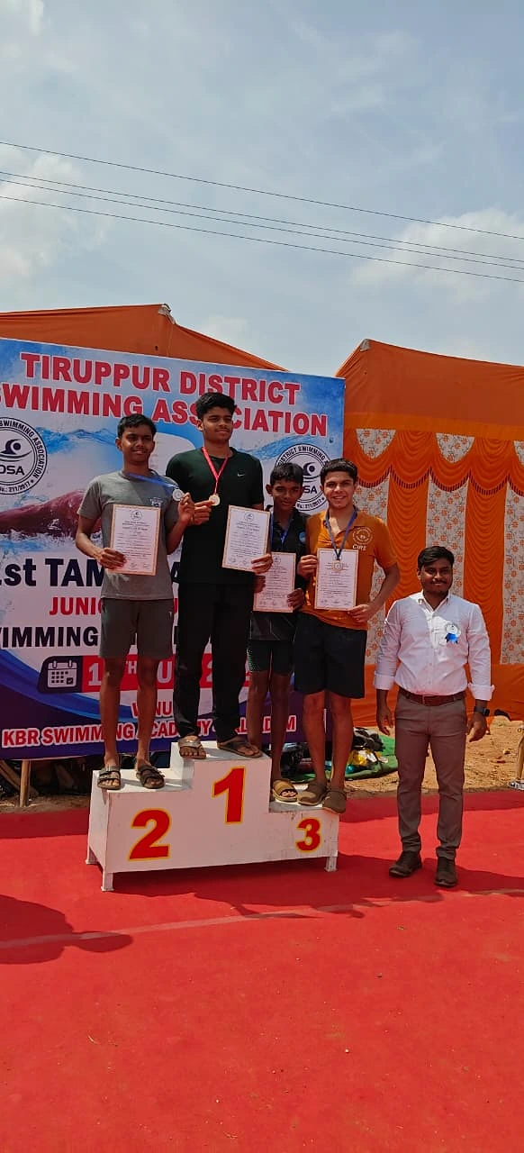 CIRS students at Tiruppur District State-Level Swimming Competition, 11 July 2026